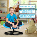 Sensory Spinning Chair for Kids, Autisms Swivel Chair for Body Coordination Training, Sit and Spin Toy, Non-Slip Metal Base, Indoor and Outdoor Activity Toy for Children Blue