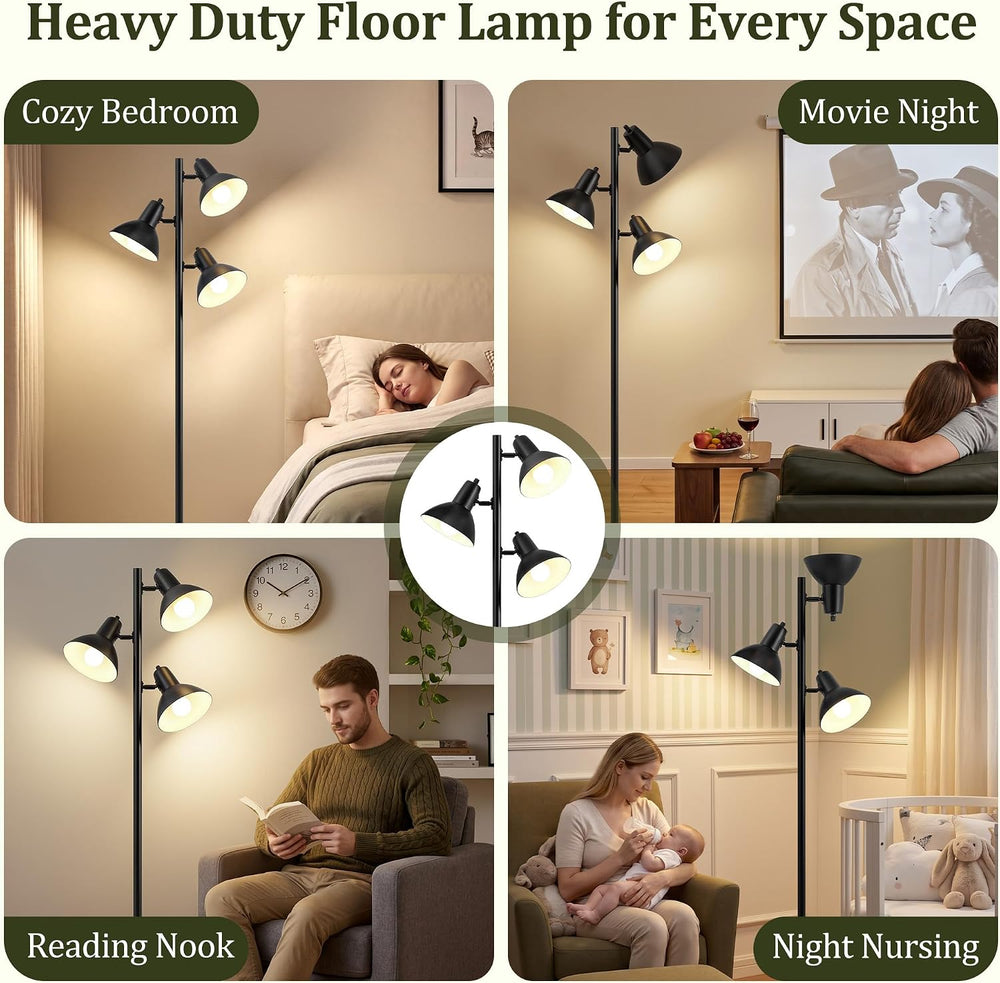 3 Light Floor Lamps for Living Room, 67" Tall Metal Modern Tree Floor Lamp