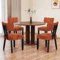 GOTMINSI Mid Century Modern Dining Chairs,Velvet Farmhouse Upholstered Kitchen Chairs, Accent Curved Backrest Dining Room Chairs with Hardwood Legs (Caramel, 4PCS)