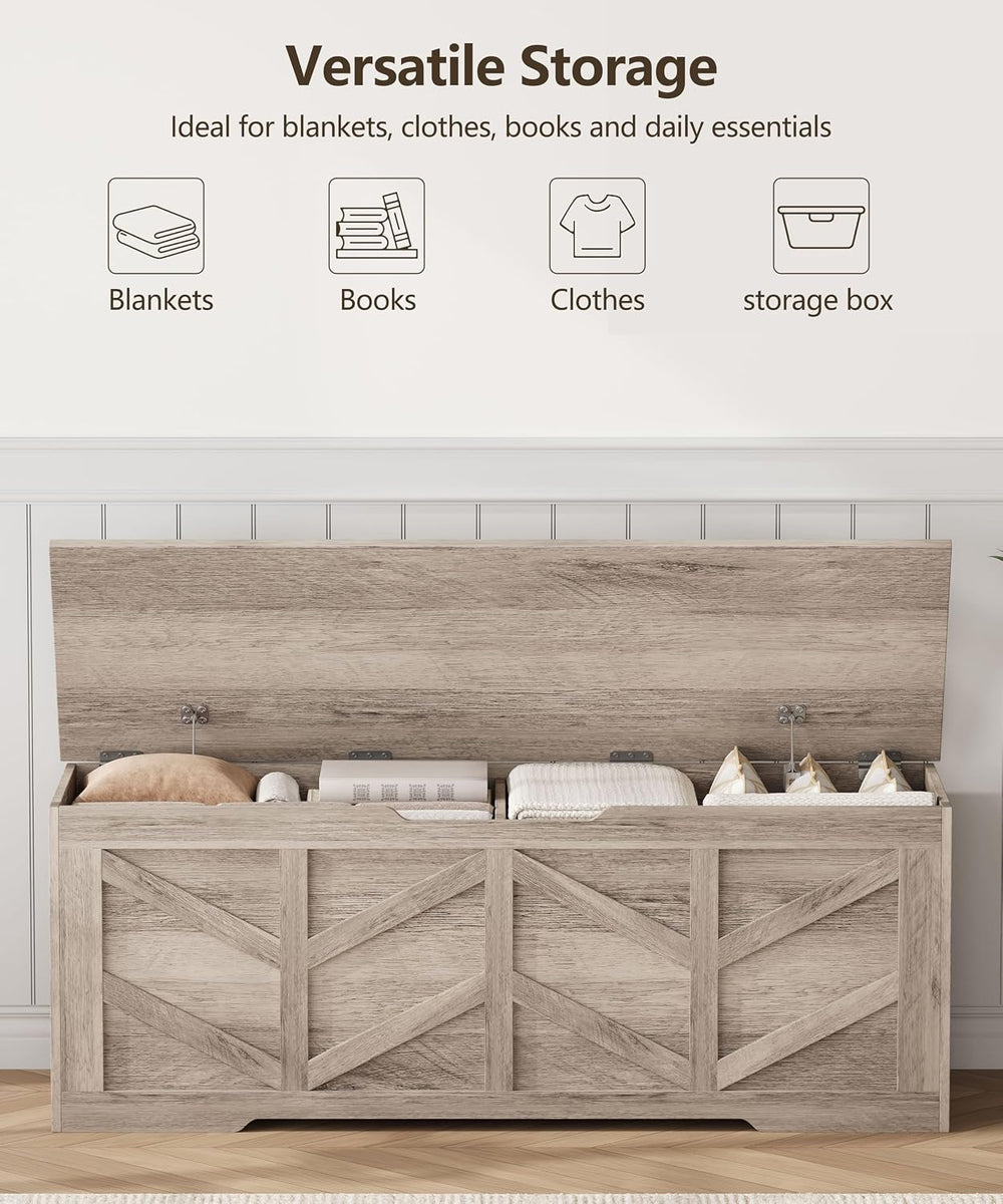 Extra Large Storage Chest, Storage Bench with 2 Safety Hinges | 51.2" St...