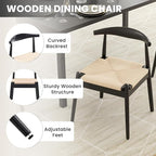 Farini Mid Century Modern Dining Chairs Set of 4, Solid Wood Frame Kitchen Chairs with Woven Upholstered Seat for Dining Room & Breakfast Nook,Black-Beige