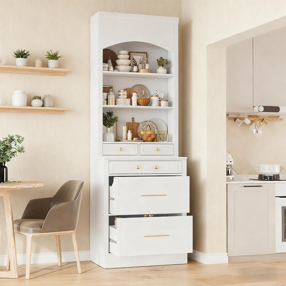 84'' Tall Kitchen Pantry, Storage Cabinet with 5 Storage Drawers and ...