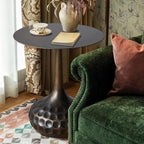 End Table, Modern Coffee Table, Iron Decorative Pedestal Metal Accent Table for Living Room/Bedroom/Balcony/Office/Indoor/Outdoor