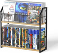 2-Tier DVD Storage Rack, DVD Shelf for Non-slip Feets Max 20 lb | DVD Holder, Blu Ray Storage, Stores Up to 56 DVDs, Display Organizer Tower for Music Enthusiasts, Collection Display Storage