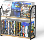 2-Tier DVD Storage Rack, DVD Shelf for Non-slip Feets Max 20 lb | DVD Holder, Blu Ray Storage, Stores Up to 56 DVDs, Display Organizer Tower for Music Enthusiasts, Collection Display Storage