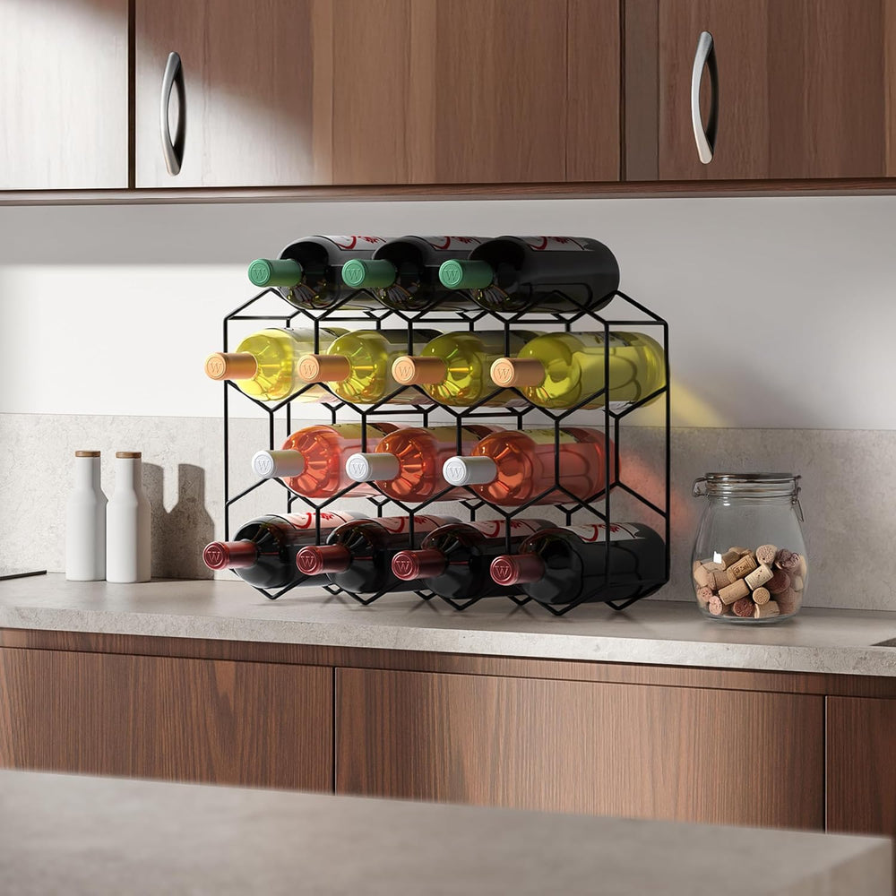 Sorbus Countertop Wine Racks, Stackable Bottle Storage (14 Bottle, Black) | H...