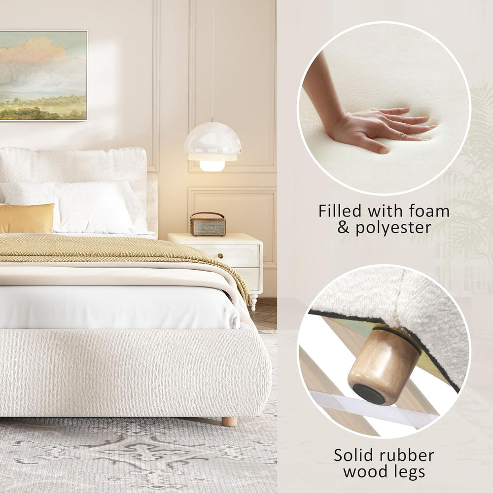 Christopher Knight Home Hazel Queen Size Bed Frame, Upholstered Platform Bed,...