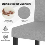 COSTWAY Fabric Armless Dining Chairs Set of 2, Upholstered Kitchen Side Chair w/Rubber Wood Legs, Padded Seat & High Backrest, Mid-Century Modern Accent Chairs for Living Room Restaurant (Light Gray)