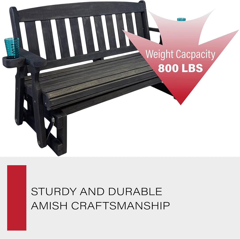 Amish Heavy Duty 800 Lb Mission Pressure Treated Porch Glider with Cupholders...