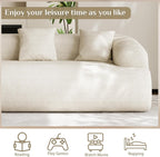 91" Modern Curved Couch,3 Seater Boneless Sofa & Deep Seat,Beige White | Cute Curve Sofa with Soft Chenille,High Foam and Oversized Deep for Modern Living Rooms, Bedrooms ,Apartments,No Assembly