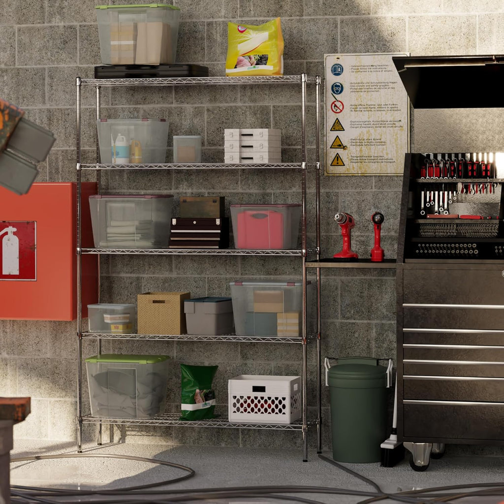 14" Deep x 54" Wide x 86" Height Wire Shelving Kit | 5-Tier | NSF Commercial Storage Rack Unit