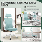 FelixKing Ergonomic Office Chair with Adjustable High Back, Breathable Mesh, Lumbar Support, Flip-up Armrests, Executive Rolling Swivel Comfy Task Computer Chair for Home Office (Light Blue)