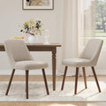 Upholstered Dining Chairs Set of 2, Modern Fabric Kitchen Chairs with Back, Wood Legs for Kitchen Dining Room Restaurant, Camel