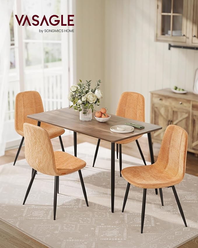 VASAGLE Dining Chairs, Set of 2 Dining Room Chairs, Metal Frame, Adjustable F...