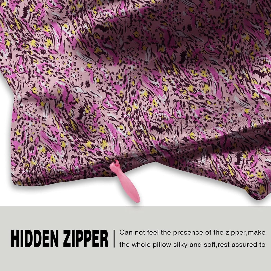 Mulberry Silk Pillowcase for Hair and Skin King Size Leopard Print Silk Pillow Cases with Zipper Soft Breathable Smooth Cooling Silk Pillow Covers for Sleeping (Pink Paint,20"X 36",1Pcs)