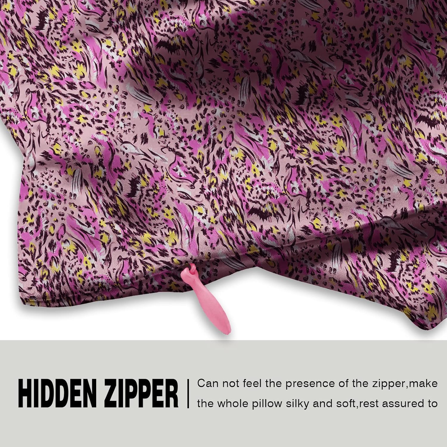Mulberry Silk Pillowcase for Hair and Skin Queen Size Leopard Print Silk Pillow Cases with Zipper Soft Breathable Smooth Cooling Silk Pillow Covers for Sleeping (Pink Paint,20"X 30",1Pcs)