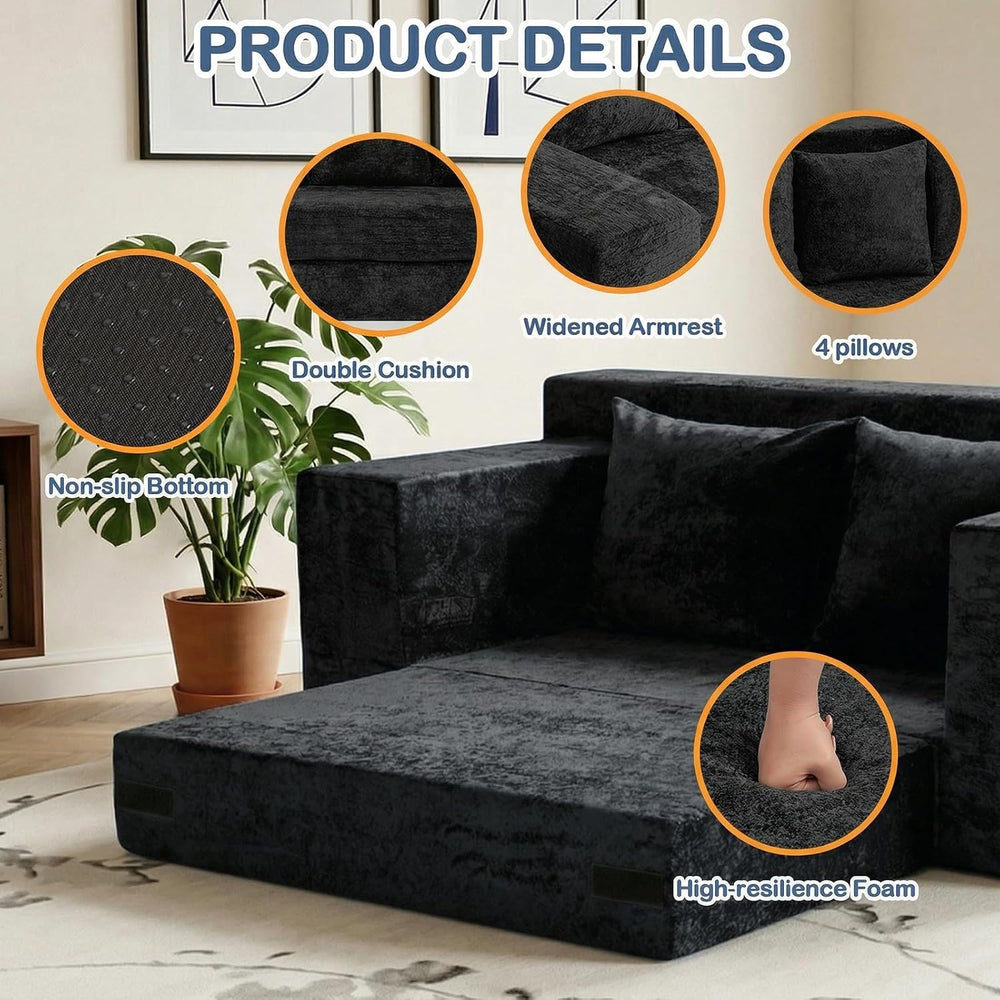 Boneless Couch Small, 3-in-1 Boneless Loveseat Sleeper Sofa Bed Convertible S...