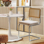 SoarFlash Kitchen Table and Chairs for 2, 31.5" Dining Table Set for 2 with Velvet Upholstered Chairs, 3 Piece Round Kitchen Table Set, Dining Room Table Set for Small Space, Apartment, Beige/White
