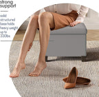 STORAGEBUD Storage Ottoman Cube with Small Bin, 16-in Square Ottoman with Storage for Living Room and Bedroom, Small Ottomans Foot Rest, Faux Leather Foot Stools Ottomans Max 330lbs, Light Grey