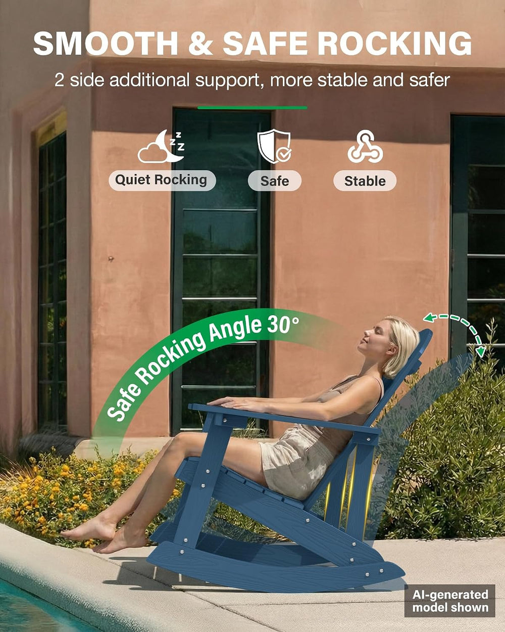 YEFU Outdoor Rocking Chair Set of 2,Adirondack Rocking Chair,Patio Rocker Cha...