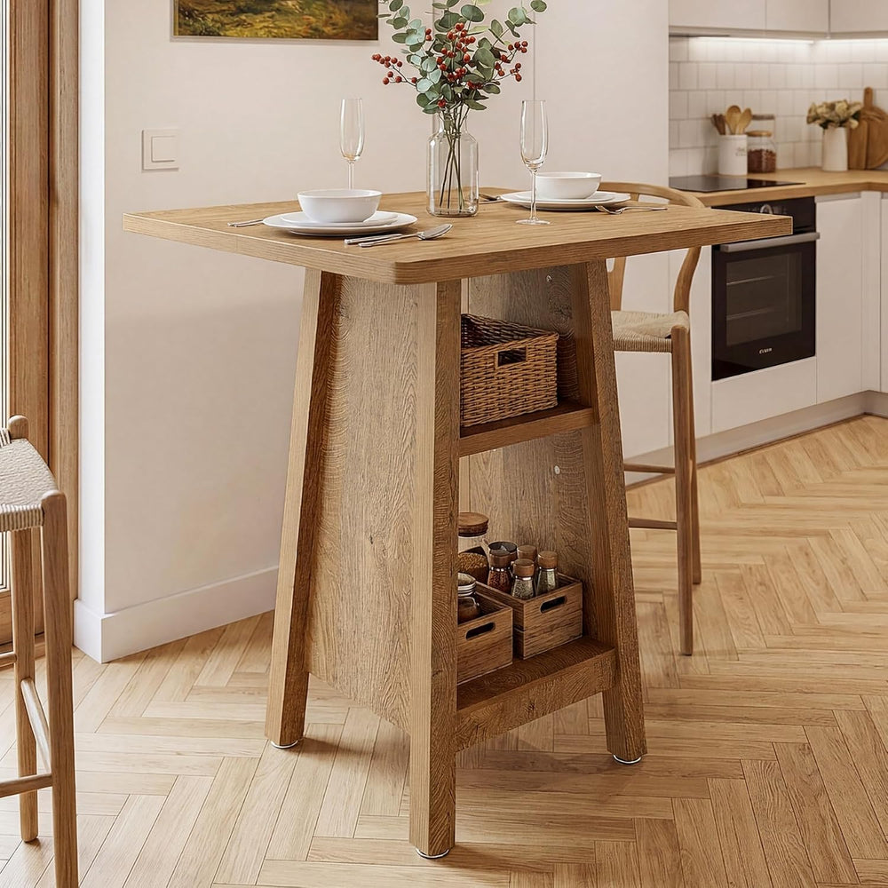 Tribesigns Kitchen Island with Storage, 3-Tier Square Counter Height Island T...