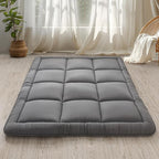 WhatsBedding Japanese Floor Mattress Futon Mattress 3" Grey Tatami Mat Shredded Memory Foam Filled Sleeping Pad, Foldable & Portable Roll Up Lounger Camping Bed for Kids and Adult,Full Size 54"x 80"
