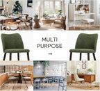 COLAMY Upholstered Dining Chairs Set of 2, Modern PU Leather Dining Room Kitchen Side Chair with Padded Seat and Wood Legs Restaurant/Cafe, Green