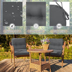 Geetery Outdoor Chair Cushions Set of 4 for Patio Lawn Furniture Wicker Rocking Dining Chairs 42x21x4 Inch High Back Seat Pads Replacement with Ties Weather-Resistant Fade-Resistant Indoor(Dark Gray)