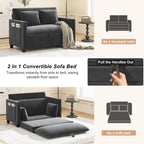XVD 51 Inch Convertible Sofa Bed Sleeper with Storage Pockets & 2 Pillows - 2-in-1 Folding Loveseat for Small Spaces, Modern Corduroy Loveseat for Apartment, Living Room, Guest Room, Grey