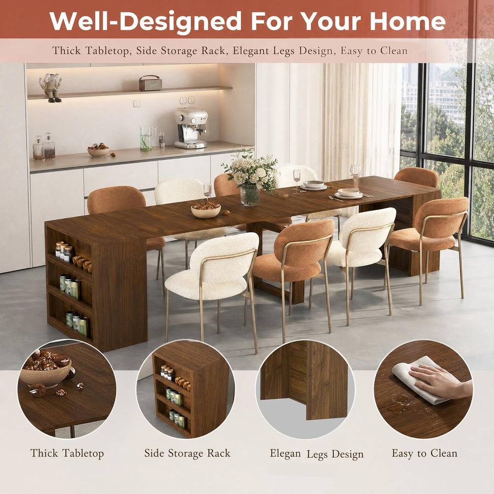 27.5"/122.8" Extendable Dining Table, Kitchen Dining Room Table wit...
