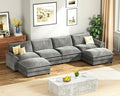 Homall 159" Modular Sectional Sofa, U Shaped Sofa Couch with Reversible Ottoman, DIY Combination Chenille Deep 4-Seat Cloud Couch for Living Room, Apartment (Light Grey, U Shaped Sofa)