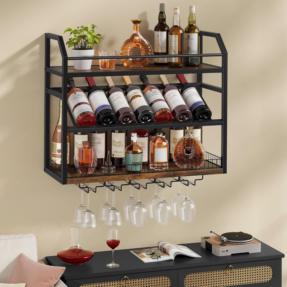 Hoctieon Wall Mount Wine Rack, Wall Mounted Wine Bottle Rack for Display and ...