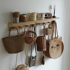 Entrance Coat Rack ，Coat Hooks, Wall-Mounted Wooden Hook Rack, Wall-Mounted Shelves are Very Suitable (2PC-Birch Colored Finish)