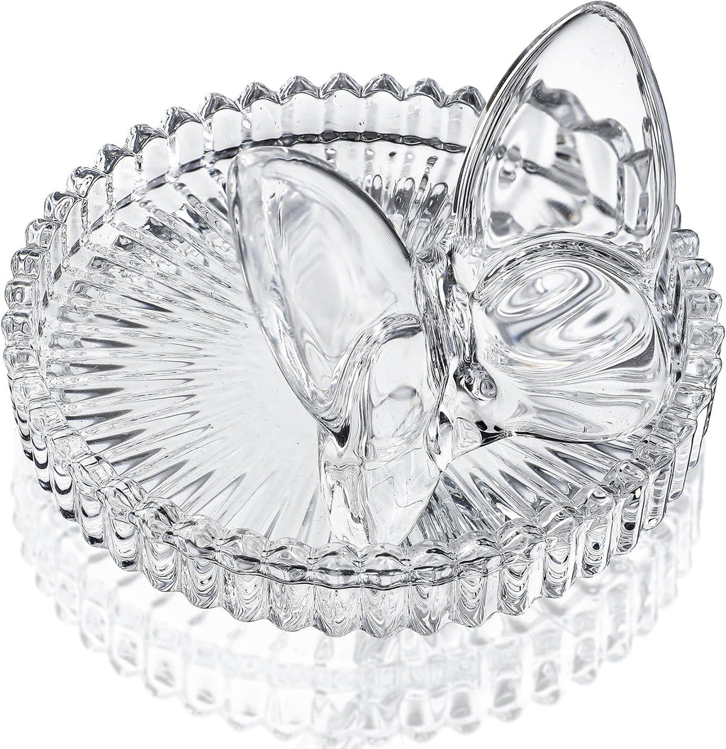 4 Inch Crystal Butterfly Ring Holder Dish Jewelry Tray Wedding Decor | Crystal Glass Butterfly Ring Holder for Rings Earrings Jewelry Engagement Wedding Gift for Women Mother Wife Bride Bridesmaid