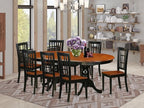 East West Furniture PLNI9-BCH-W 9 Piece Dining Table Set Includes an Oval Dining Room Table with Butterfly Leaf and 8 Wood Seat Chairs, 42x78 Inch, Black & Cherry