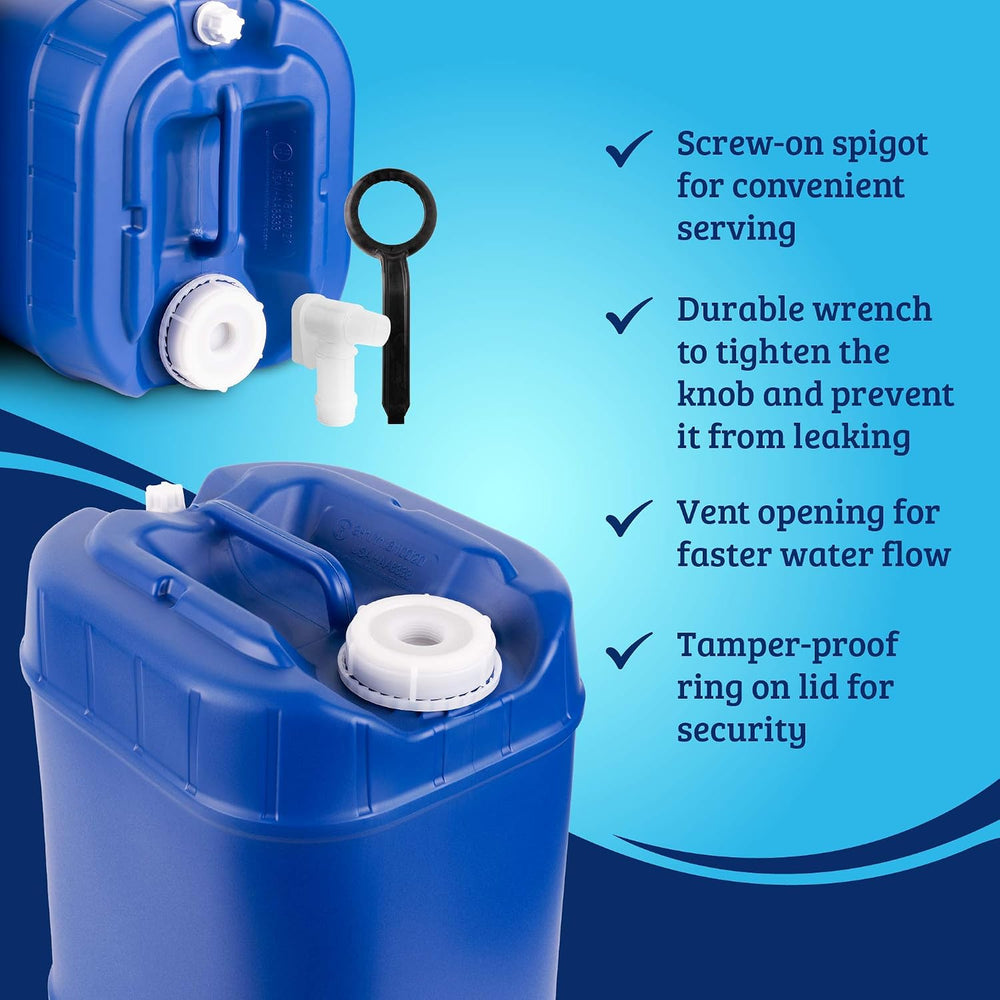 5-Gallon Stackable Water Storage Containers with Lids, Emergency Water Storag...