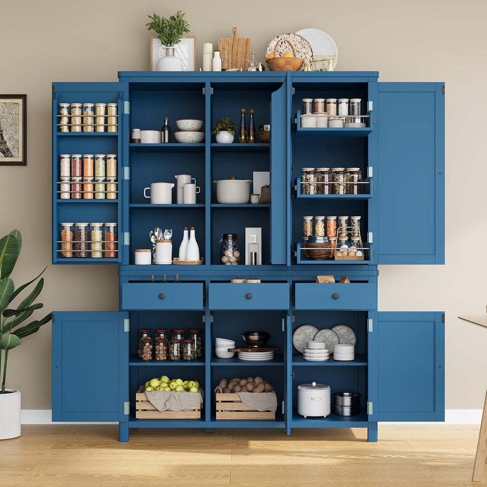 Merax 74.8'' Tall Kitchen Pantry Storage Cabinet with 6 Doors, 3 Draw...
