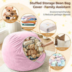 Stuffed Animal Storage Bean Bag Chair Cover, No Filler Bean Bag Cover | Soft Velvet, Stuffed Animal Storage Chair, Reinforced Stitching, with Handle, Durable Zipper, for Kids Teens Adults Girls