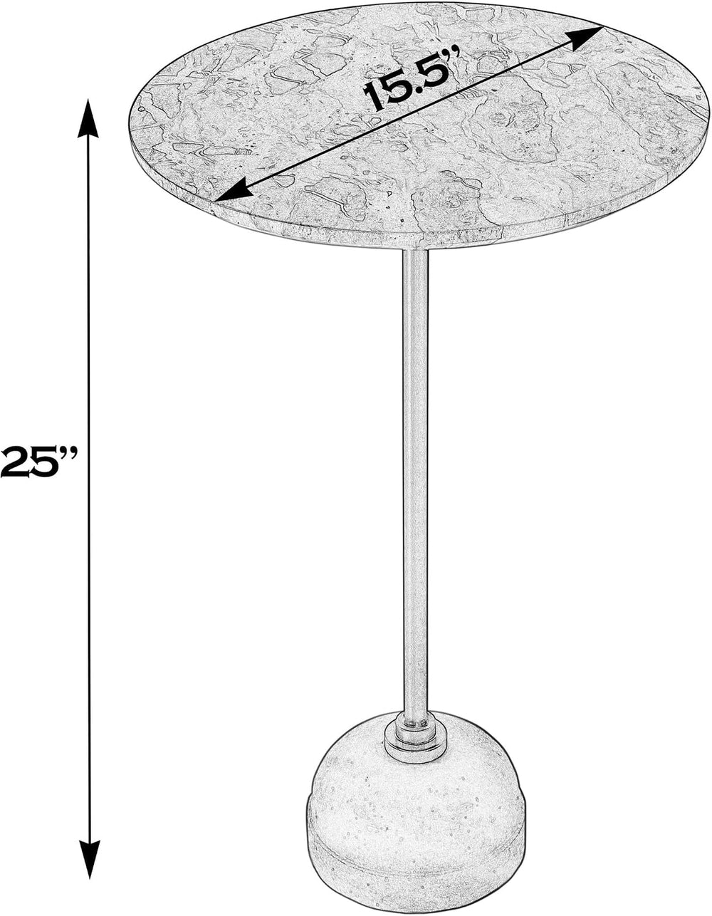 Butler Specialty Company Zion 16" Round Marble and Iron Side Table - Bei...