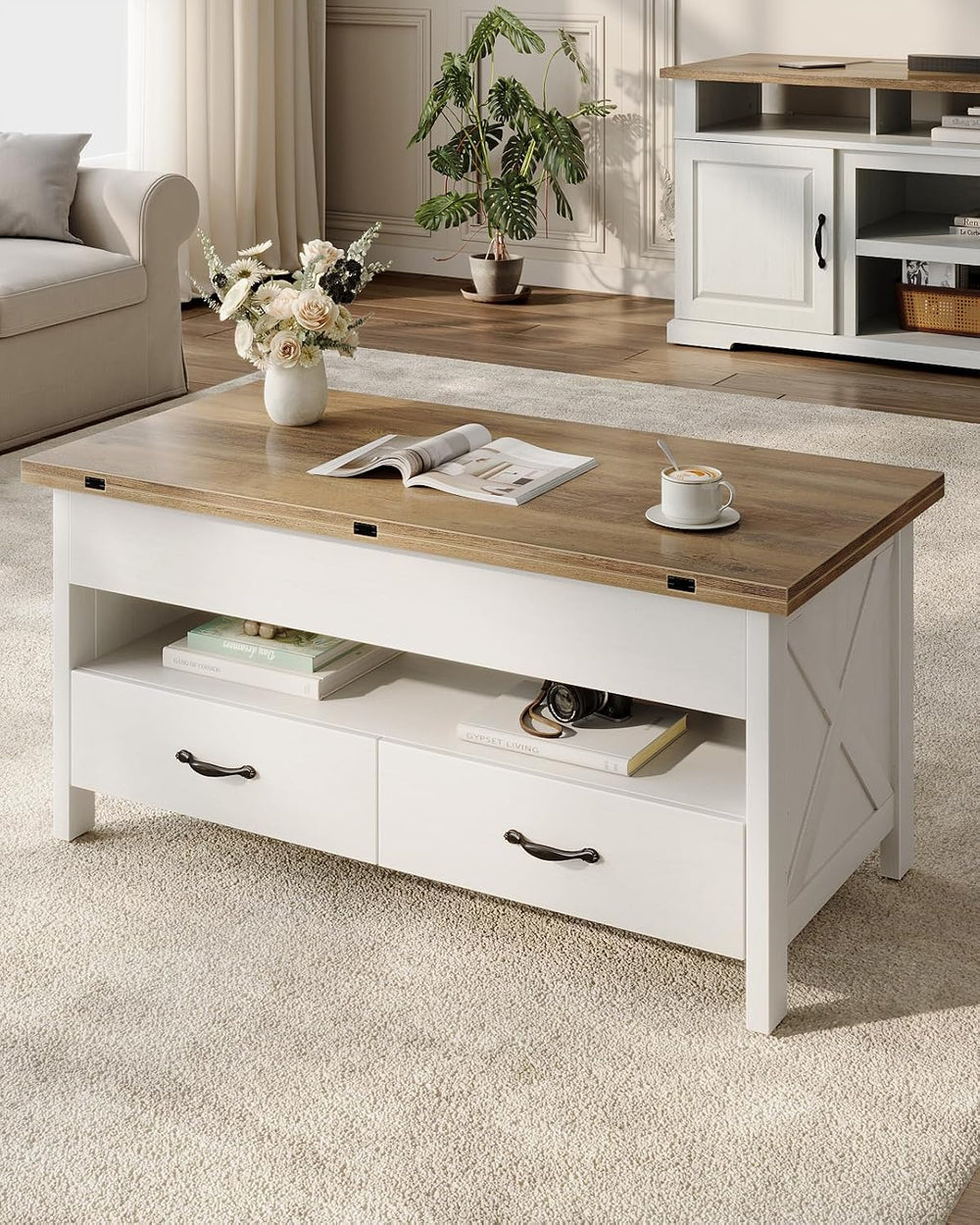 Marsail 40" Lift Top Coffee Table, 4 in 1 Coffee Table with Hidden Compa...