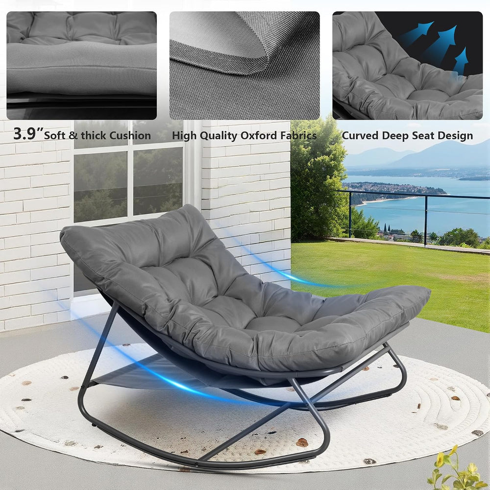 Outdoor & Indoor Oversized Rocking Chairs Set of 2 with Thick Cushions | ...