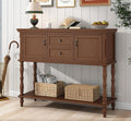 ARTPOWER Console Table with 2 Drawers, Retro Entryway Table with 2 Door | Solid Wood Veneer Entry Table, Behind Couch Sofa Table with Open Storage Shelf for Living Room, Foyer, Hallway