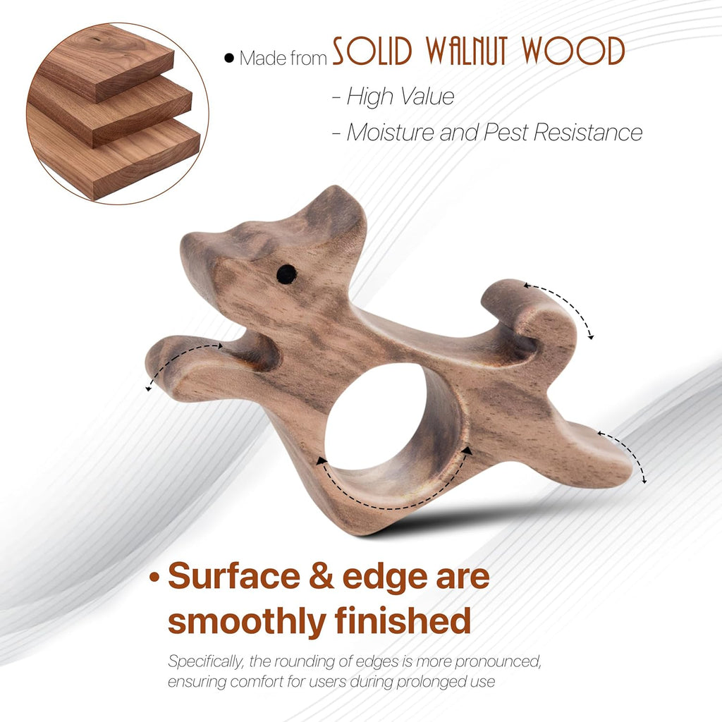 Walnut Dog Book Page Holder, Smooth Finish Wood Book Holder for Reading, Ideal Book Reader Gifts, Book Worm Gifts for Women, Thumb Book Page Holder - for Book Lovers & Literary Gifts (Small)