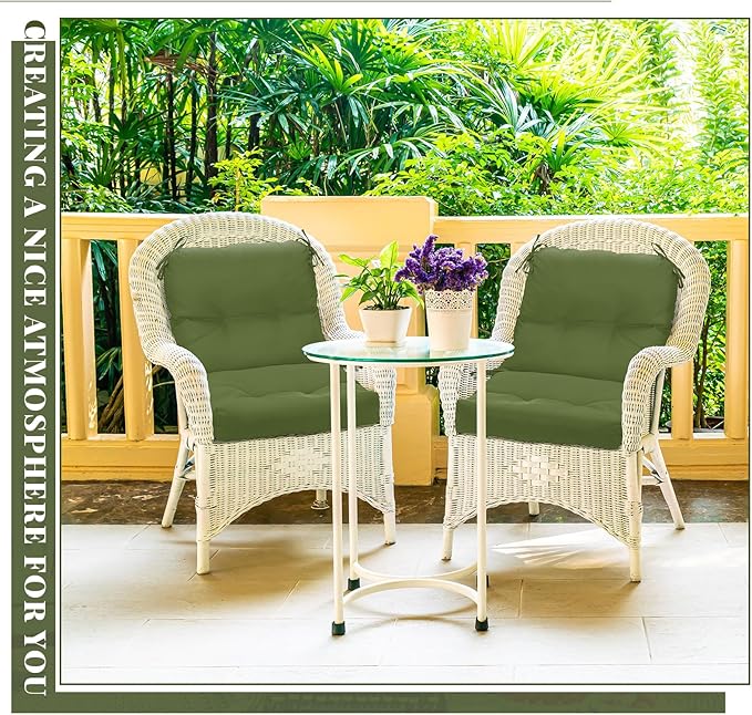 Geetery Outdoor Chair Cushions Set of 4 for Patio Lawn Furniture Wicker Rocking Dining Chairs 42x21x4 Inch High Back Seat Pads Replacement with Ties Weather-resistant Fade-resistant Indoor(Moss Green)