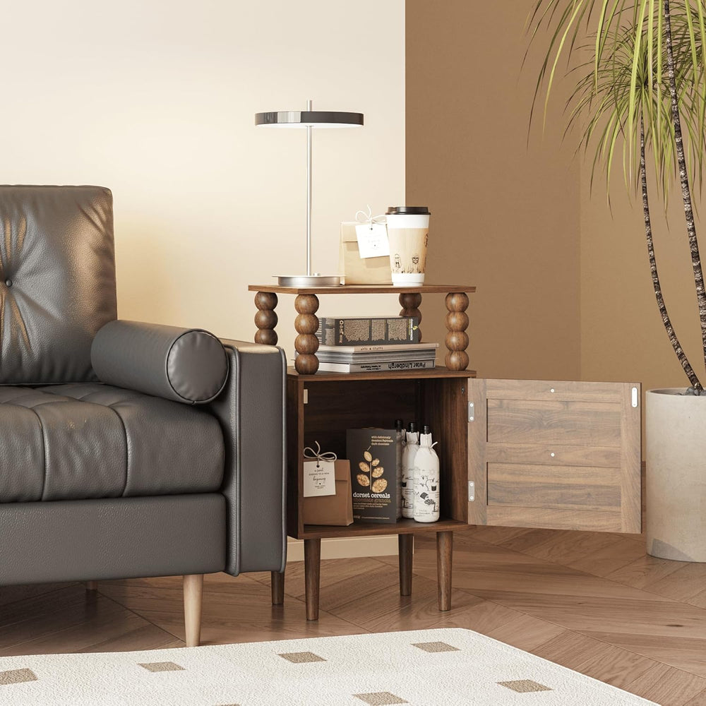 Veegle Nightstand,Modern Bedside Table with Storage Drawer and Open Wood Shel...