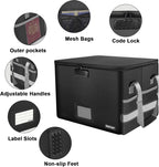 ENGPOW File Box with Lock, Fireproof Document Box with Pockets, Collapsible File Organizer Filing Storage Cabinet with Handle, Portable Home Office Safe for Hanging Letter/Legal Folders,Black,2 Pack