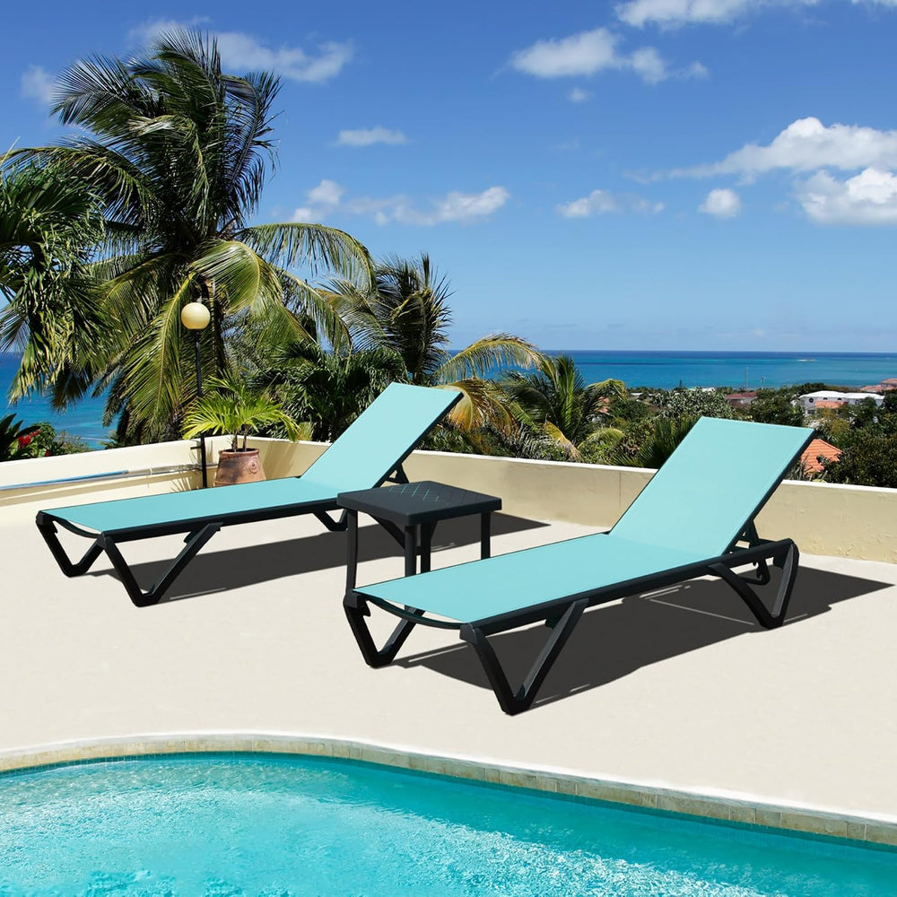 Domi Aluminum Pool Lounge Chair Outdoor Set of 2 Chaise Lounge Outdoor | Side...