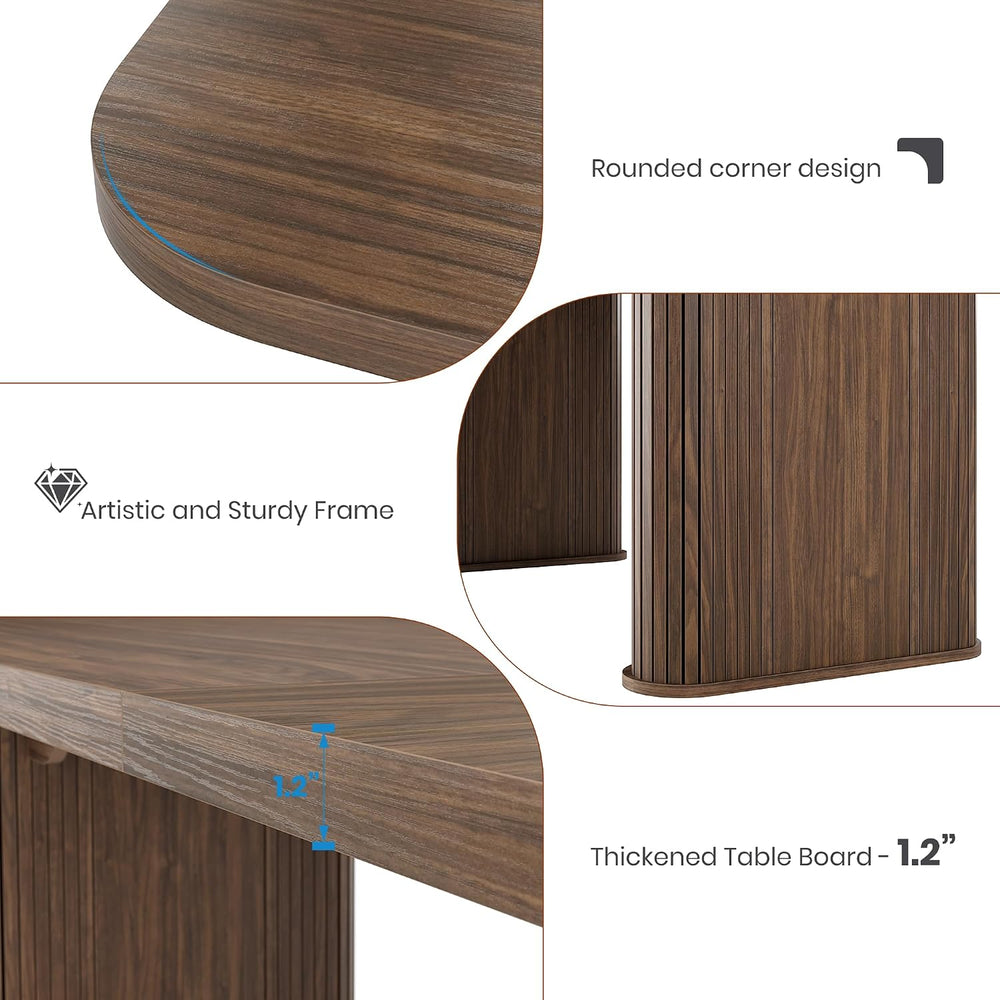 GarveeHome 62 Inch Table - Set for 6-8 People, Wooden Kitchen Table with Gril...
