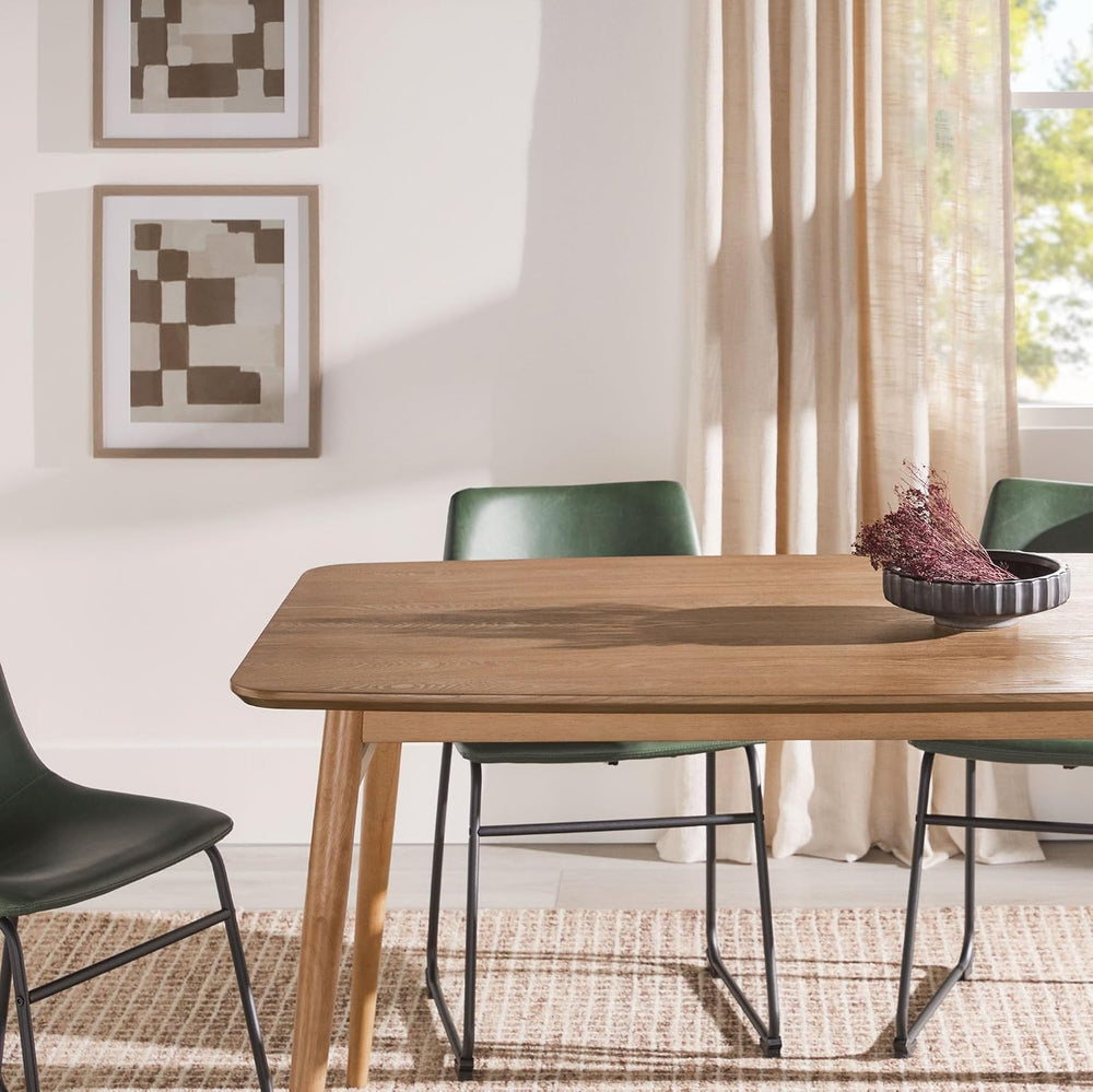Walker Edison Mid-Century Modern Solid Wood Tapered-Leg Dining Table, 59 Inch...