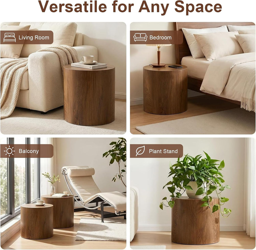 Round Coffee Table Set of 2,Modern Nesting Center Table with Non-Slip Feet | ...